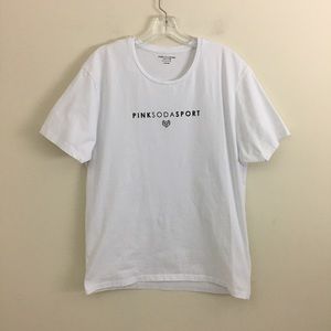 Pink Soda Sports White T-shirts Women's  Size Large High Quality Thick Cotton